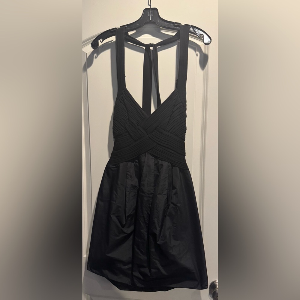 BCBGMaxAzria Black Sleeveless Halter Cocktail Dress